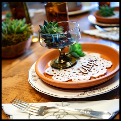 table setting with succulent